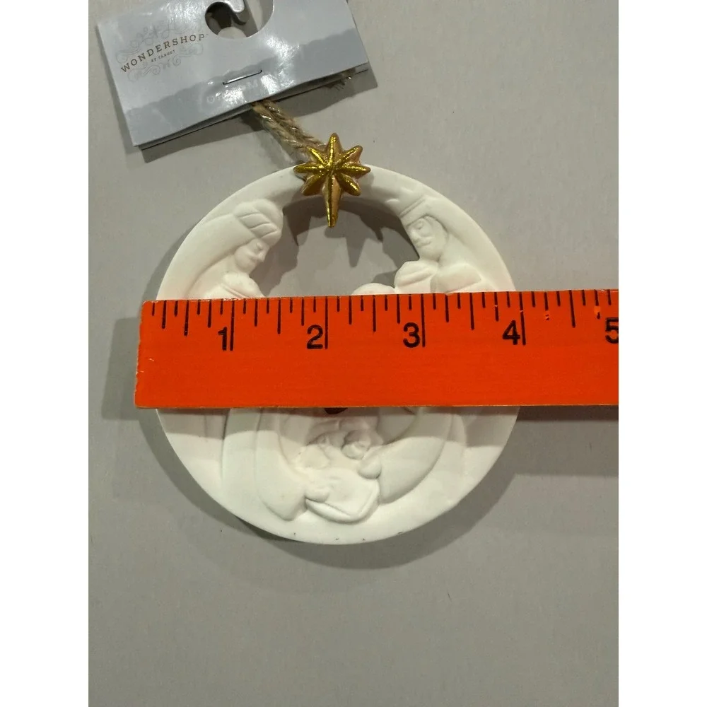 NWT Wondershop Target Ceramic Nativity Christmas‎ Tree Ornament White Gold
